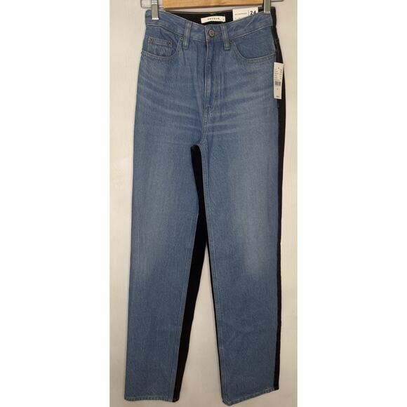 Pacsun High Rise 90s Boyfriend Jeans Black Blue Two Tone Womens Size 24 NEW - Picture 1 of 10